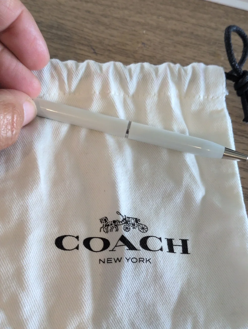Coach White Lacquer Ballpoint Pen with Silver Trim And Jewlery Dusty